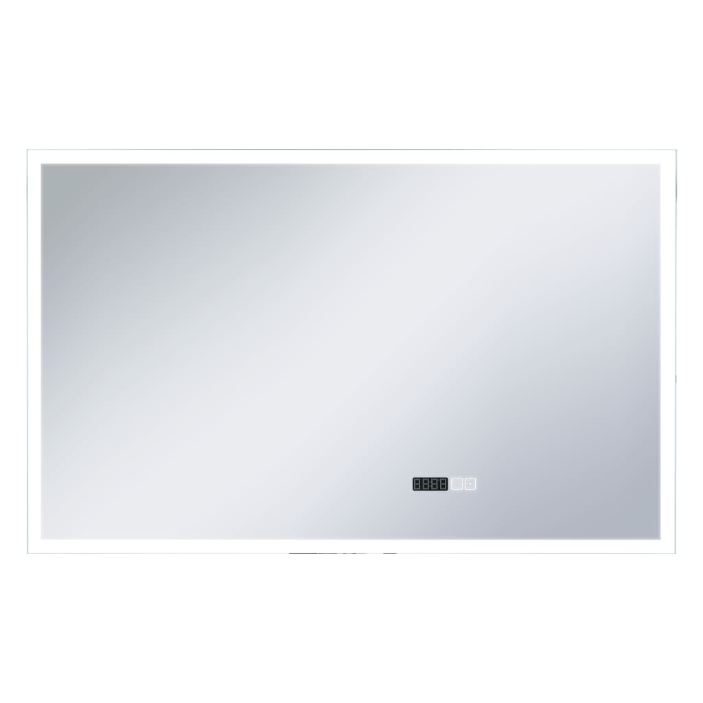 Badezimmerspiegel LED mit Touch-Sensor und Zeitanzeige 100x60 cm
