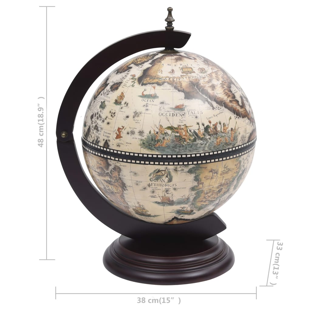 Globebar tafelmodel eucalyptushout wit