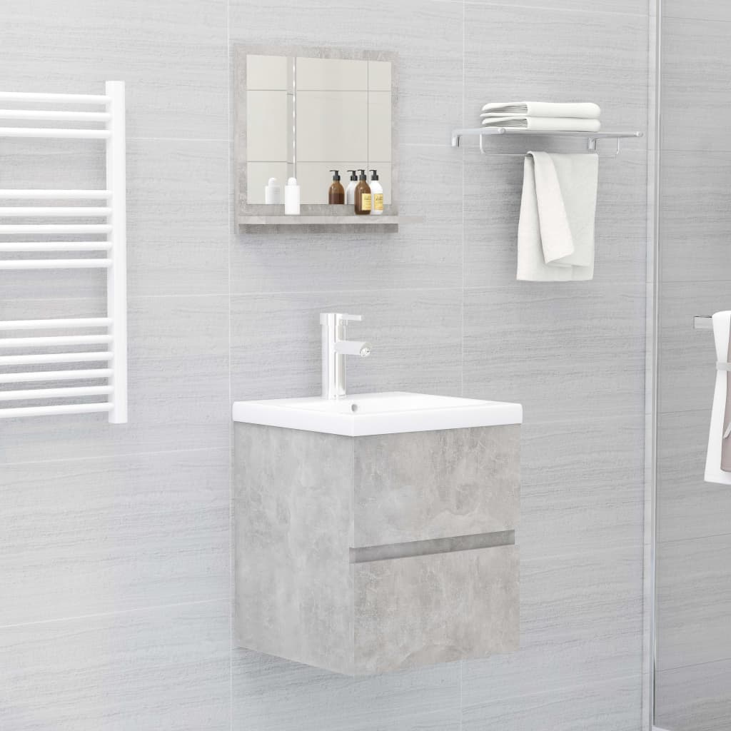Badezimmerspiegel 40x10,5x37 cm verarbeitetes Holz Beton grau