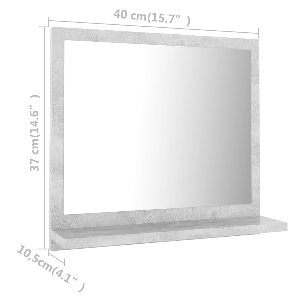 Badezimmerspiegel 40x10,5x37 cm verarbeitetes Holz Beton grau