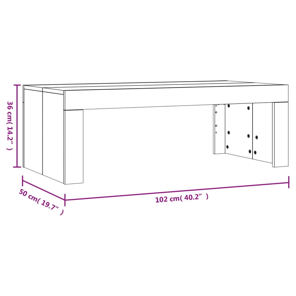 Couchtisch 102x50x36 cm verarbeitetes Holz weiß