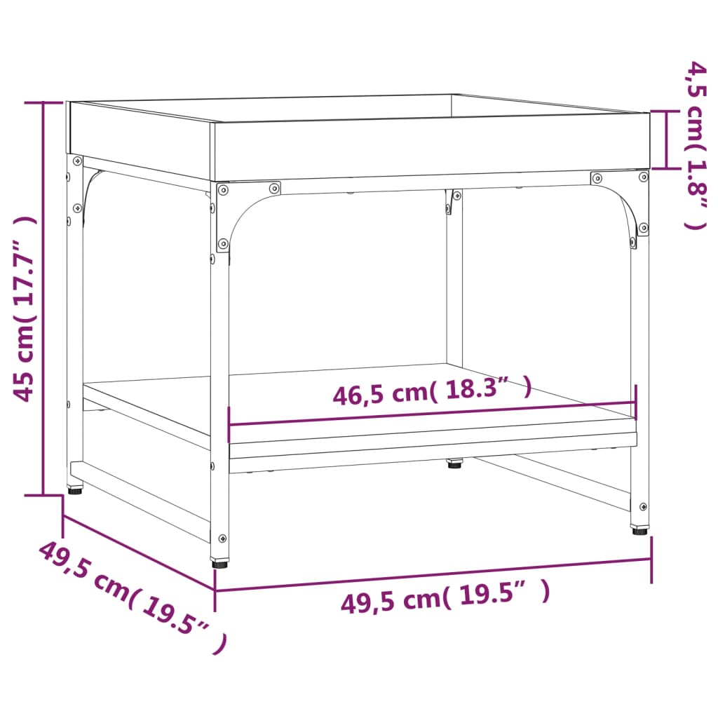 Salontafel 49,5x49,5x45 cm bewerkt hout zwart