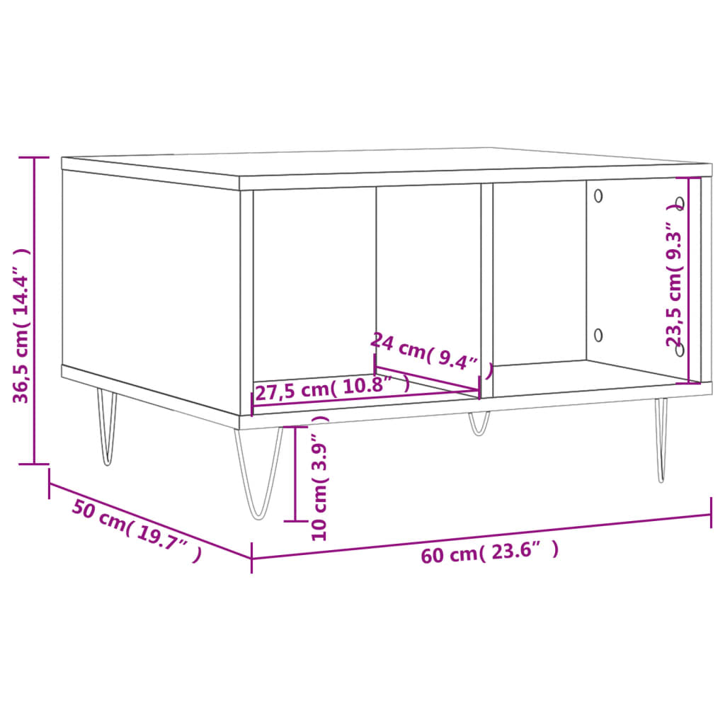 Couchtisch 60x50x36,5 cm verarbeitetes Holz Betongrau