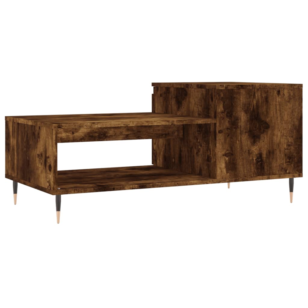 Salontafel 100x50x45 cm bewerkt hout gerookt eikenkleurig