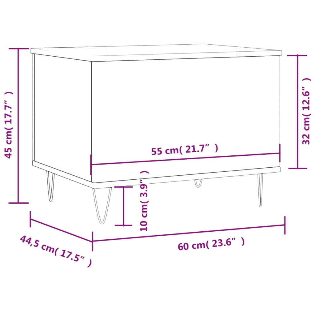 Couchtisch 60x44,5x45 cm verarbeitetes Holz schwarz