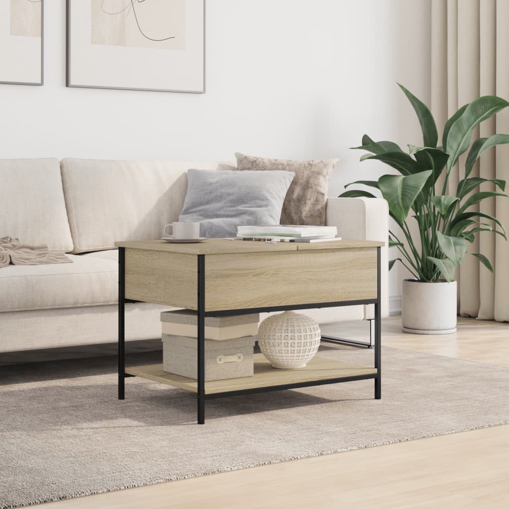 Couchtisch 70x50x50 cm verarbeitetes Holz und Metall Sonoma Eiche Farbe