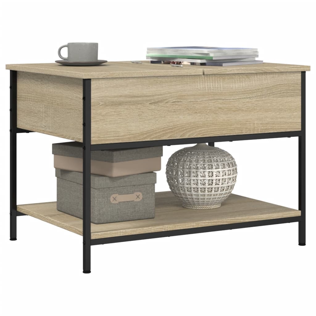 Couchtisch 70x50x50 cm verarbeitetes Holz und Metall Sonoma Eiche Farbe