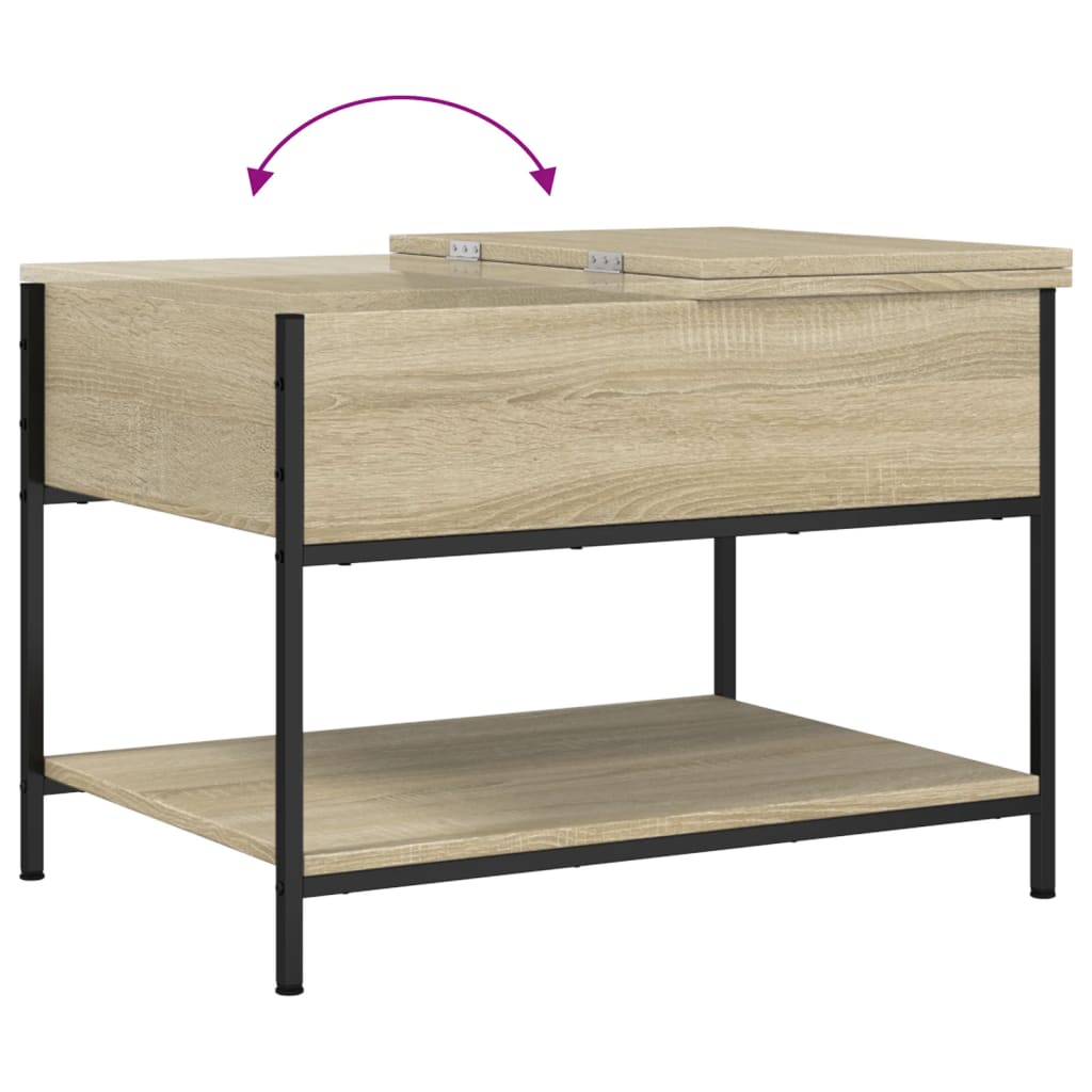 Couchtisch 70x50x50 cm verarbeitetes Holz und Metall Sonoma Eiche Farbe
