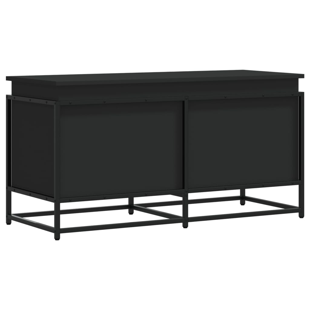Aufbewahrungsbox mit Deckel 100x40x51,5 cm verarbeitetes Holz schwarz