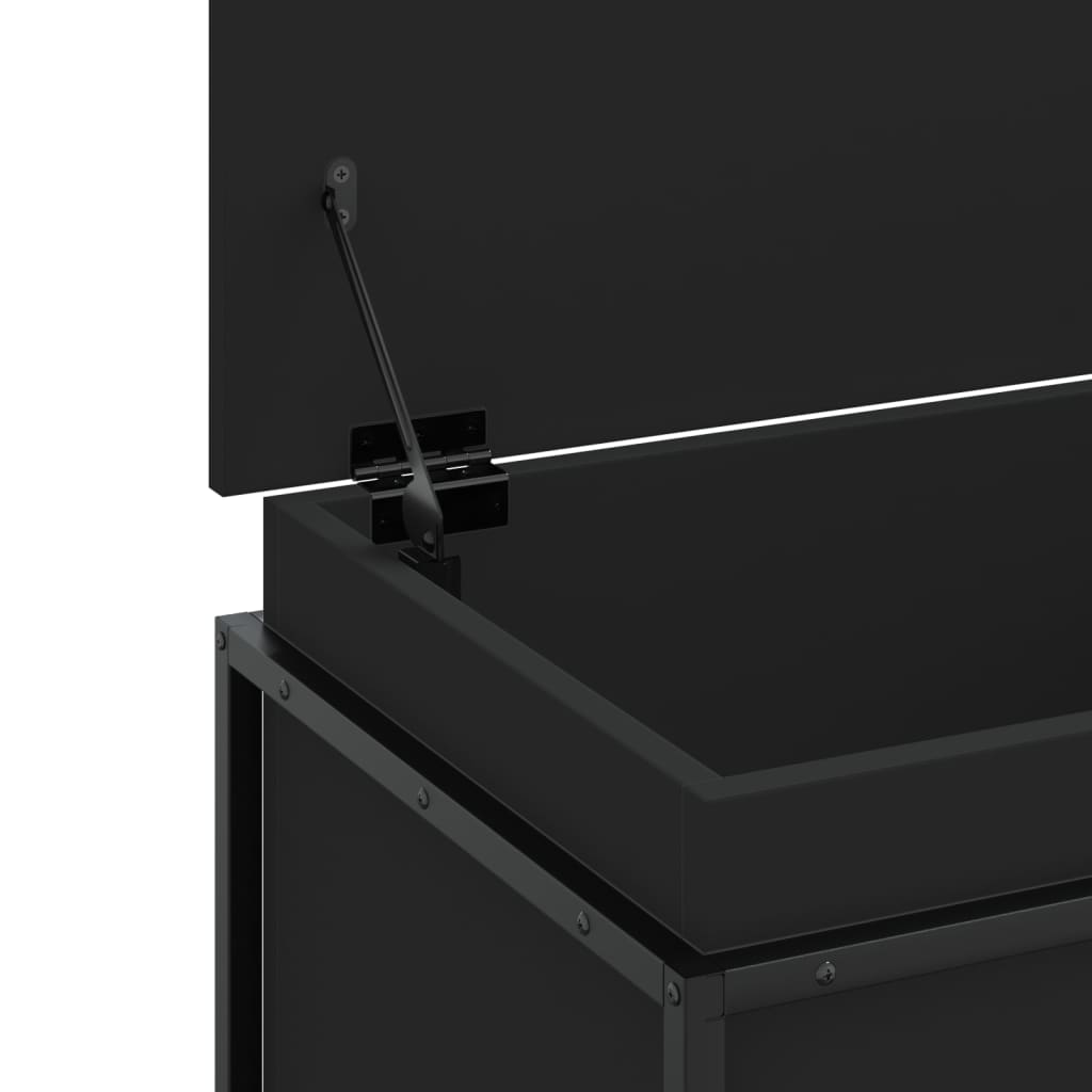 Aufbewahrungsbox mit Deckel 100x40x51,5 cm verarbeitetes Holz schwarz