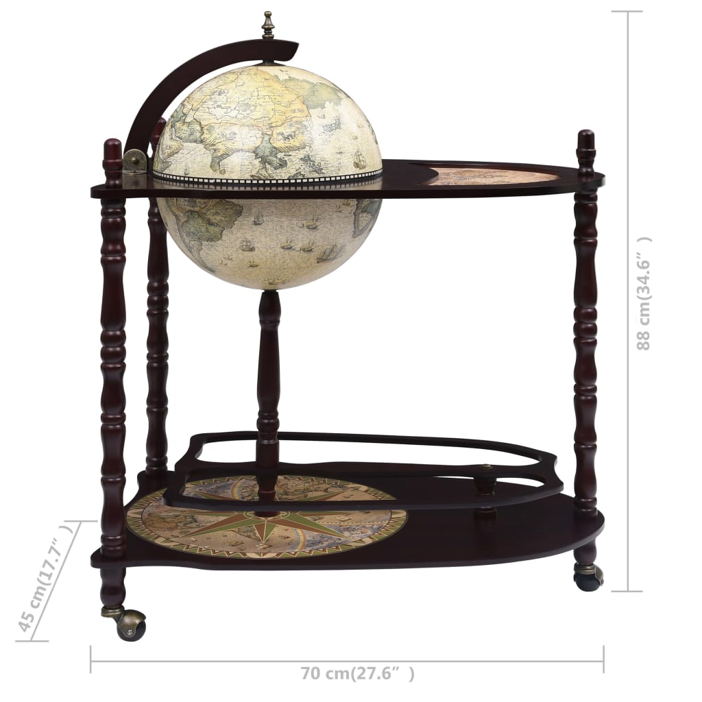 Globebar freistehend Eukalyptusholz grün