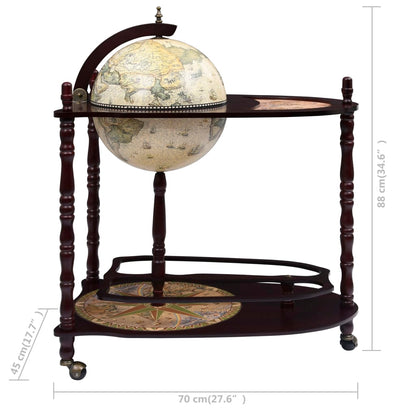 Globebar freistehend Eukalyptusholz grün