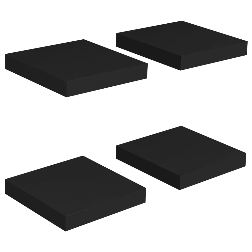 Wandregale schwebend 4 Stk. 23x23,5x3,8 cm MDF schwarz