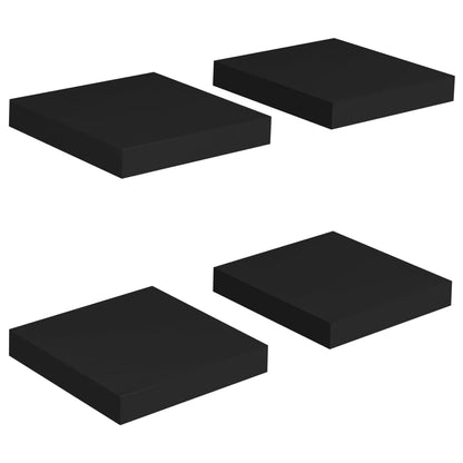 Wandregale schwebend 4 Stk. 23x23,5x3,8 cm MDF schwarz