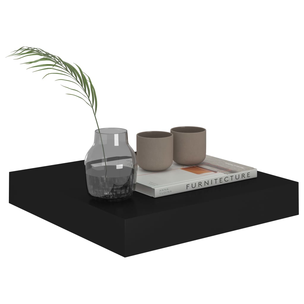 Wandregale schwebend 4 Stk. 23x23,5x3,8 cm MDF schwarz