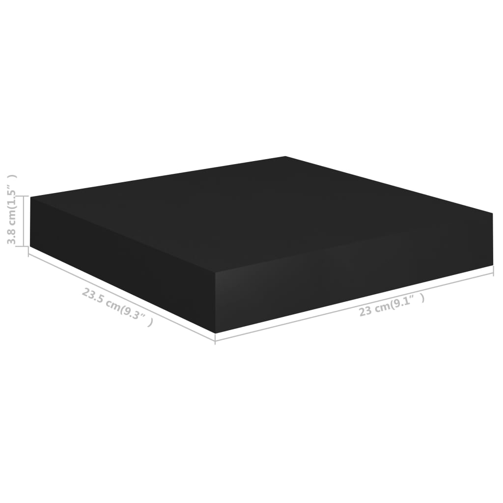 Wandregale schwebend 4 Stk. 23x23,5x3,8 cm MDF schwarz