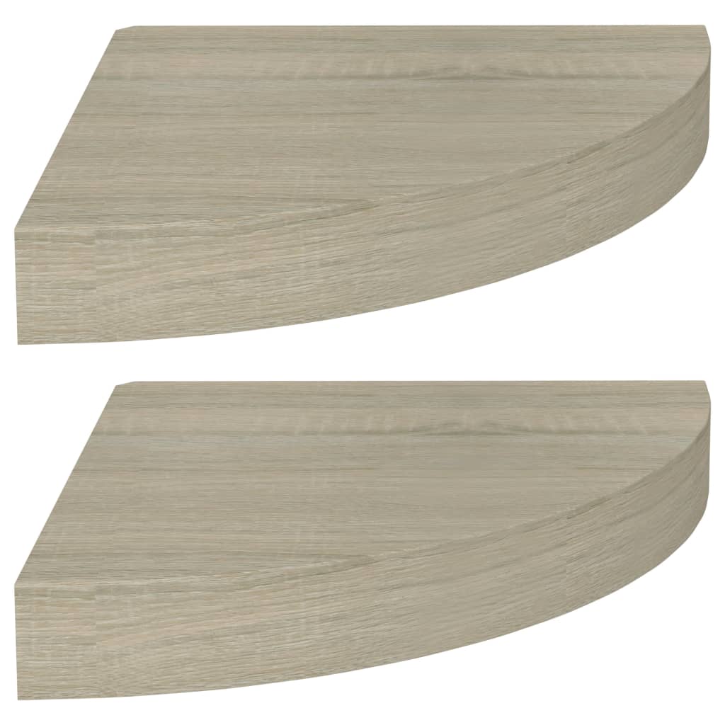 Eckregale schwebend 2 Stück 25x25x3,8 cm MDF Eichenfarbe