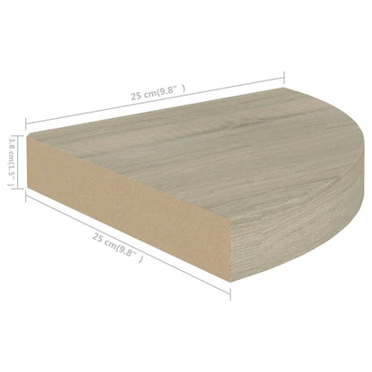 Eckregale schwebend 2 Stück 25x25x3,8 cm MDF Eichenfarbe