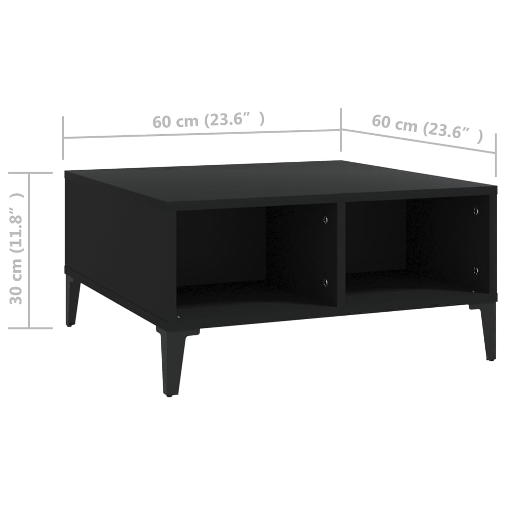 Couchtisch 60x60x30 cm verarbeitetes Holz schwarz