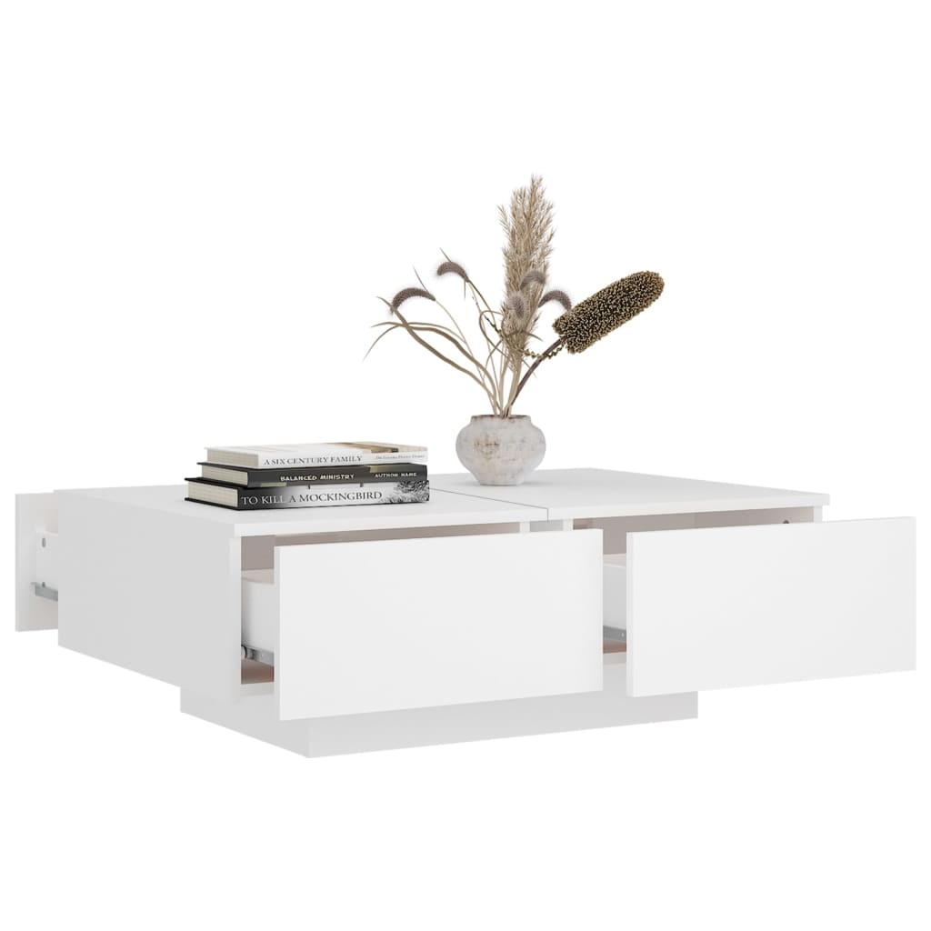 Couchtisch 90x60x31 cm verarbeitetes Holz weiß