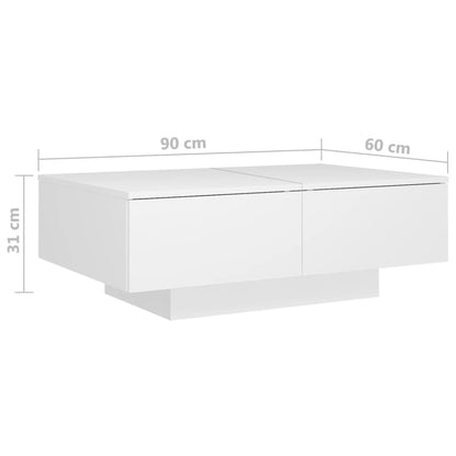 Couchtisch 90x60x31 cm verarbeitetes Holz weiß