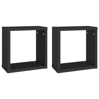 Wandregale Würfel 2 Stk. 30x15x30 cm schwarz