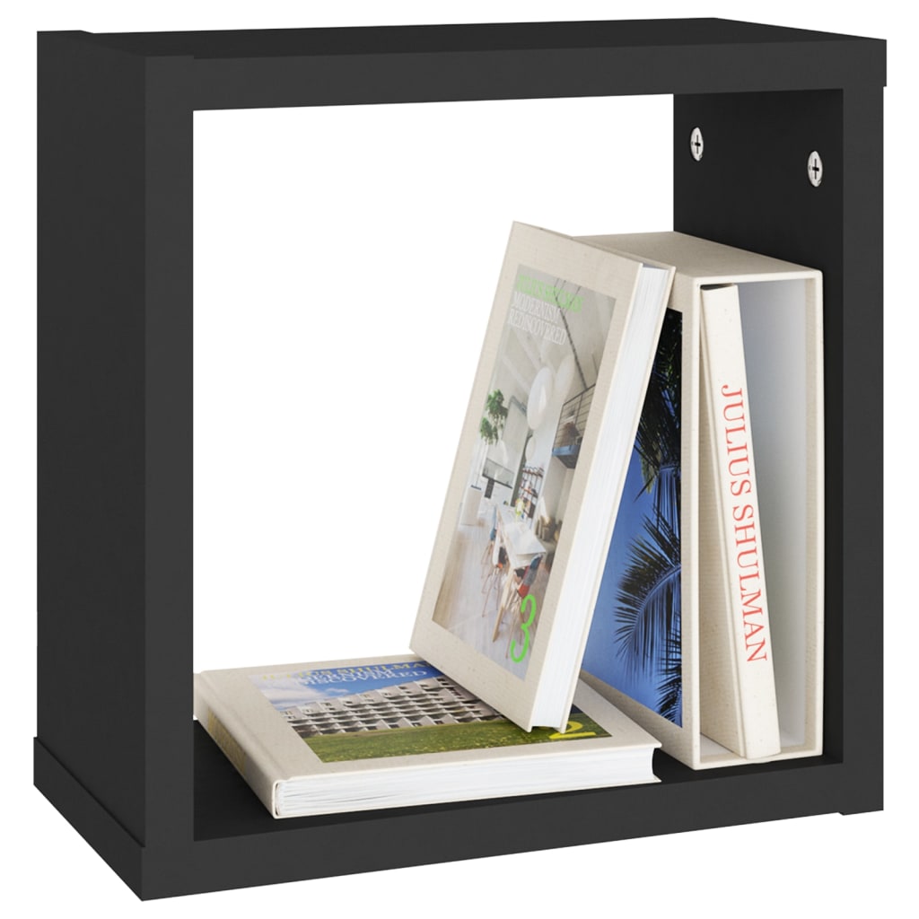 Wandregale Würfel 2 Stk. 30x15x30 cm schwarz