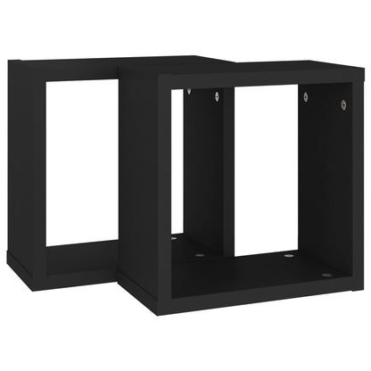Wandregale Würfel 2 Stk. 30x15x30 cm schwarz