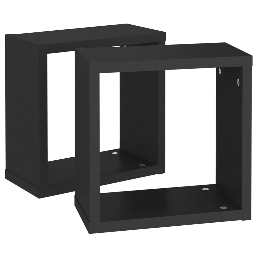 Wandregale Würfel 2 Stk. 30x15x30 cm schwarz