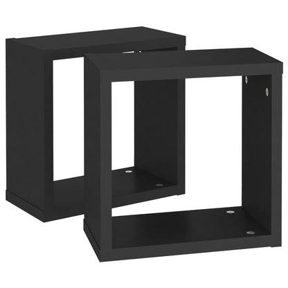 Wandregale Würfel 2 Stk. 30x15x30 cm schwarz