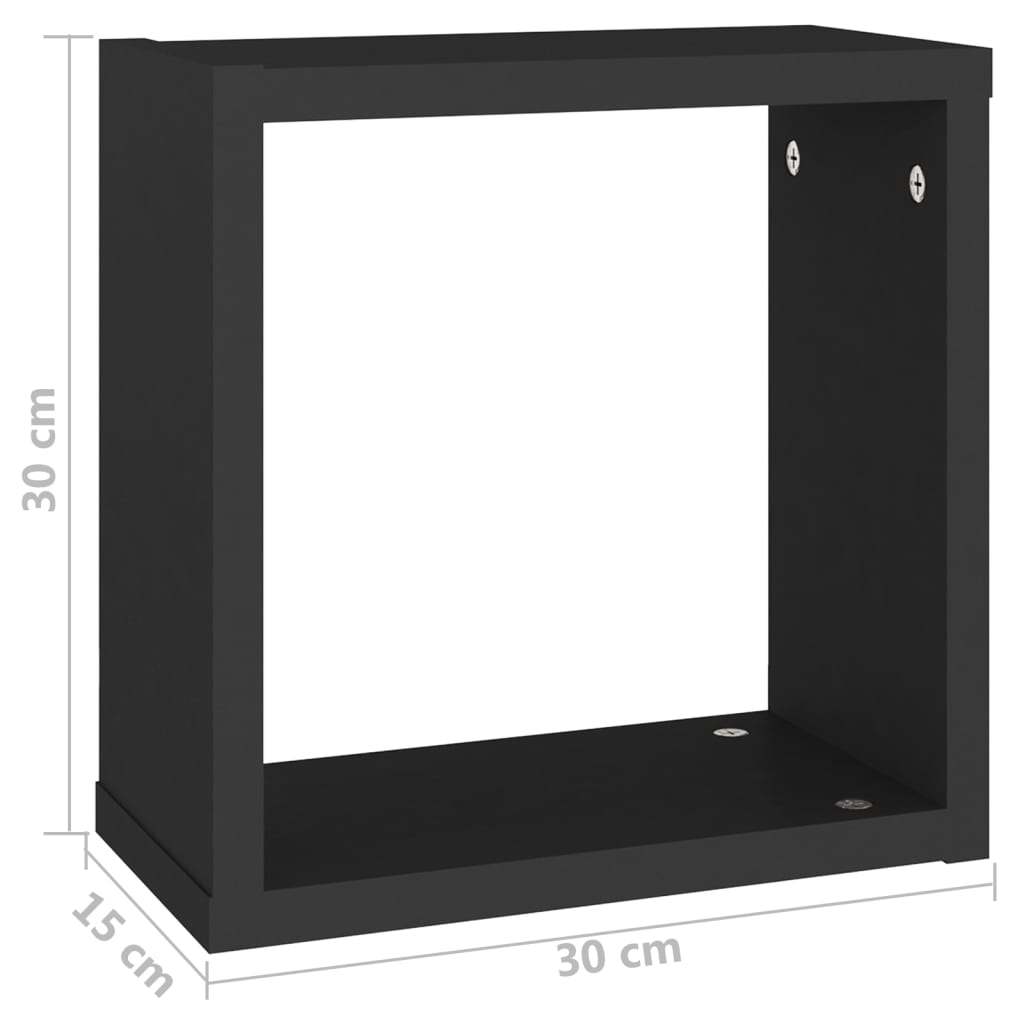 Wandregale Würfel 2 Stk. 30x15x30 cm schwarz
