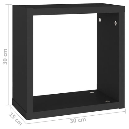 Wandregale Würfel 2 Stk. 30x15x30 cm schwarz