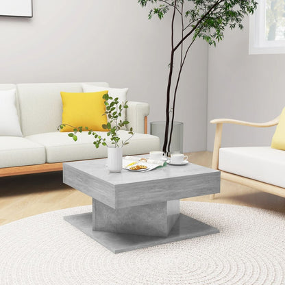 Couchtisch 57x57x30 cm verarbeitetes Holz Beton grau
