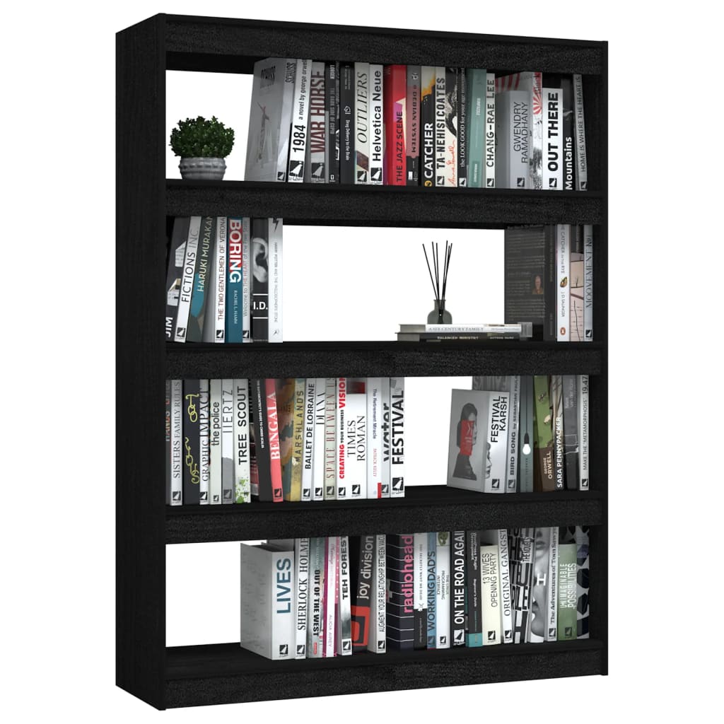 Bücherregal/Raumteiler 100x30x135,5 cm Kiefer Massivholz schwarz