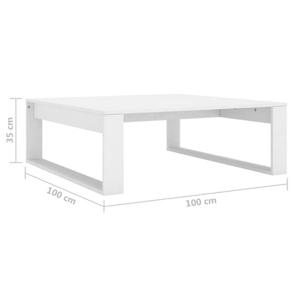 Couchtisch 100x100x35 cm verarbeitetes Holz weiß