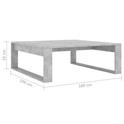 Couchtisch 100x100x35 cm verarbeitetes Holz Beton grau