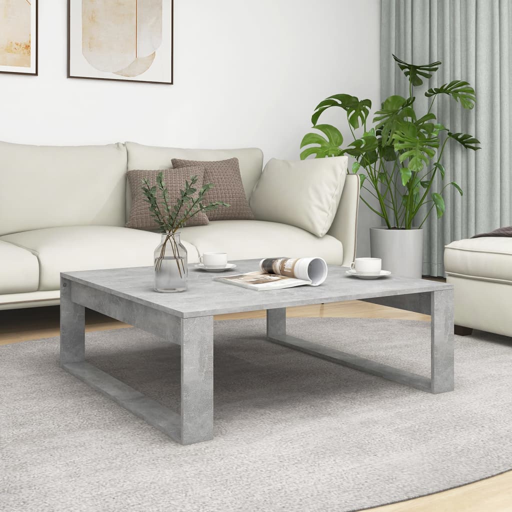 Couchtisch 100x100x35 cm verarbeitetes Holz Beton grau