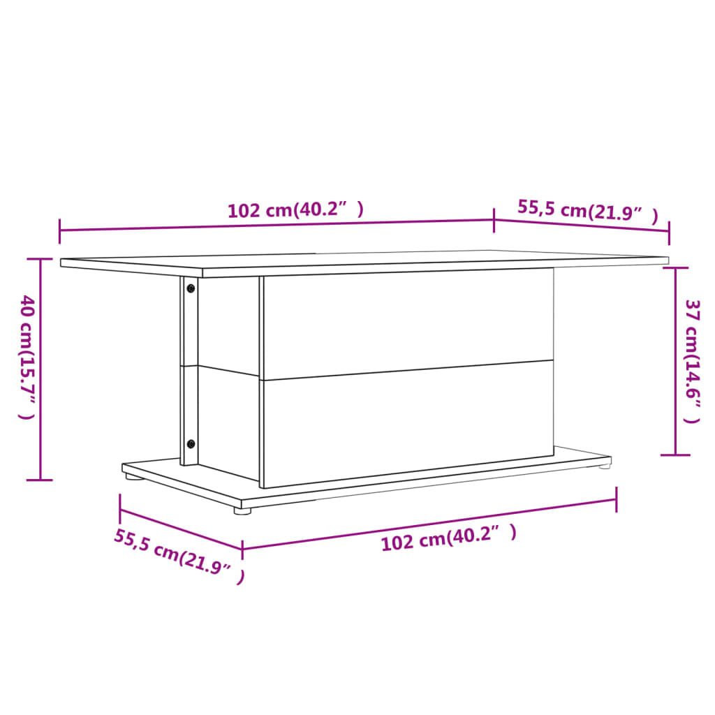 Couchtisch 102x55,5x40 cm verarbeitetes Holz schwarz