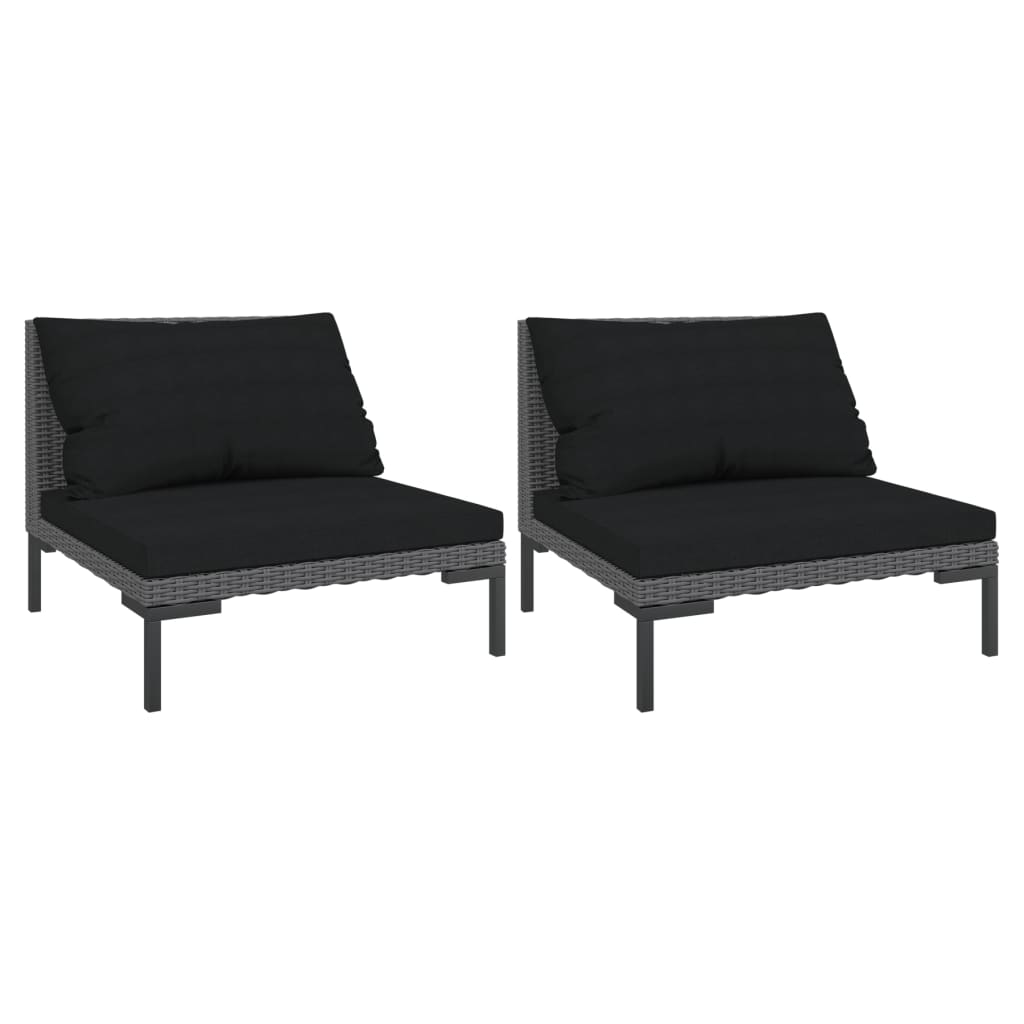 Tuinbanken 2 st met kussens halfrond poly rattan