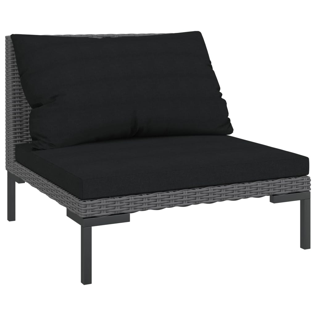 Tuinbanken 2 st met kussens halfrond poly rattan