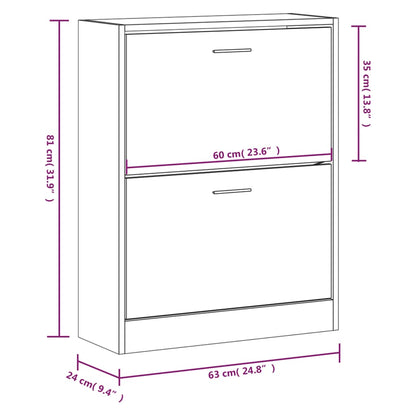 Schuhschrank 63x24x81 cm verarbeitetes Holz Betongrau