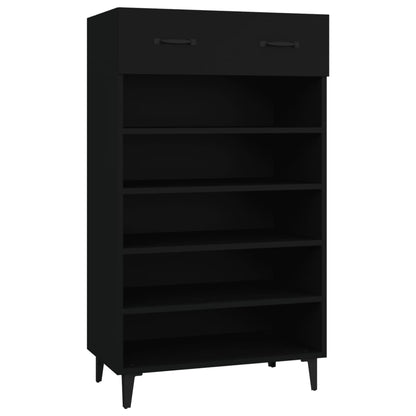 Schuhschrank 60x35x105 cm verarbeitetes Holz schwarz