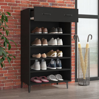 Schuhschrank 60x35x105 cm verarbeitetes Holz schwarz