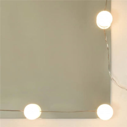 Schminktisch-Set mit LEDs, verarbeitetes Holz, betongrau