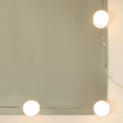 Schminktisch-Set mit LEDs, Holz verarbeitet, Hochglanz weiß