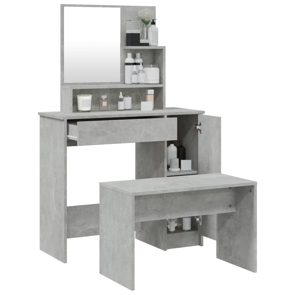 Schminktisch-Set 86,5x35x136 cm Betongrau