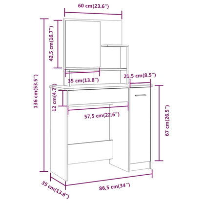 Schminktisch-Set 86,5x35x136 cm Betongrau