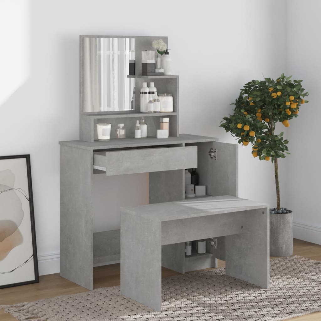 Schminktisch-Set 86,5x35x136 cm Betongrau