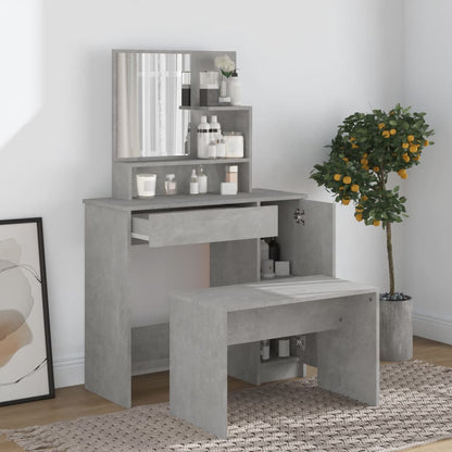 Schminktisch-Set 86,5x35x136 cm Betongrau