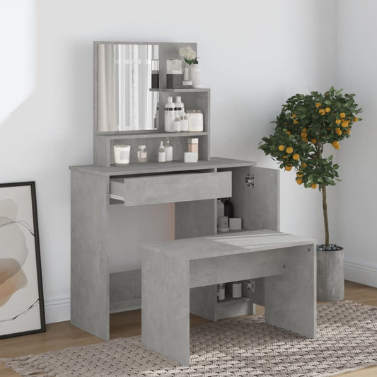 Schminktisch-Set 86,5x35x136 cm Betongrau